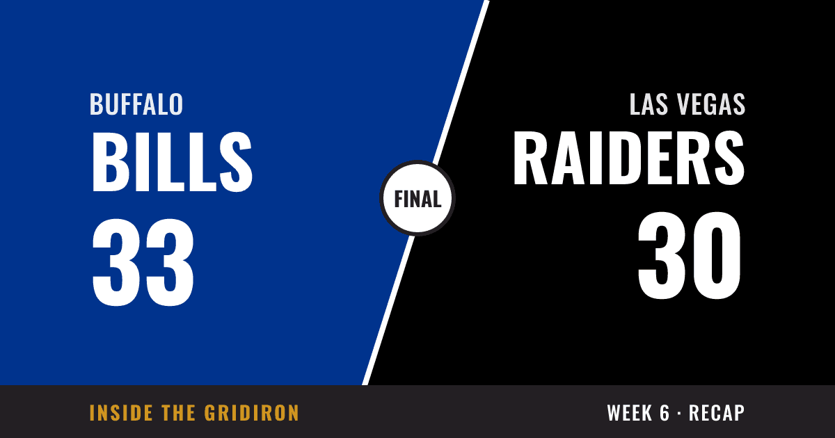 Week 6 final: Buffalo Bills 33, Las Vegas Raiders 30
