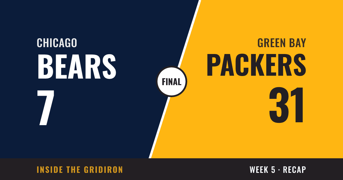 Week 5 final: Chicago Bears 7, Green Bay Packers 31