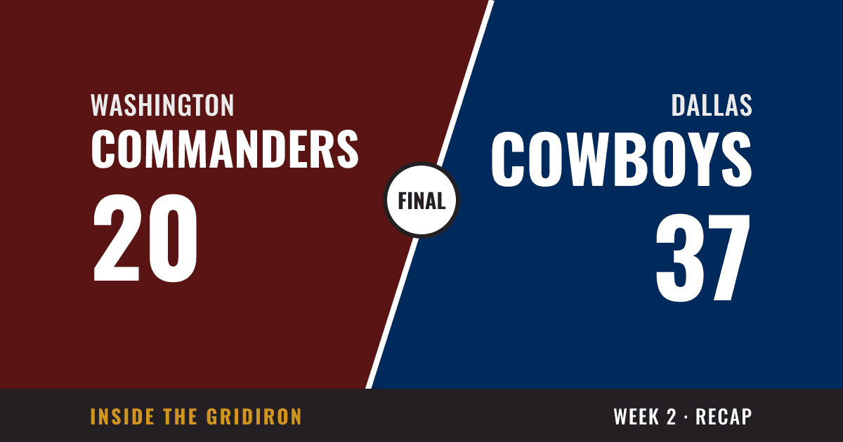 Week 2 final: Washington Commanders 20, Dallas Cowboys 37