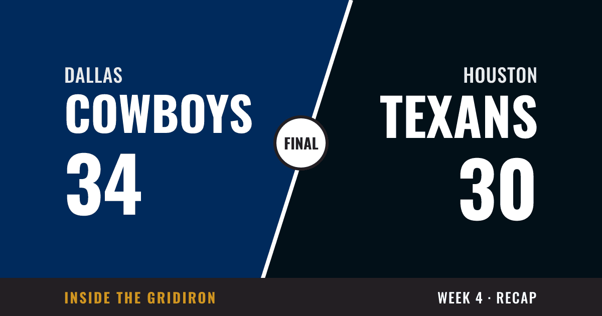 Week 4 final: Dallas Cowboys 34, Houston Texans 30
