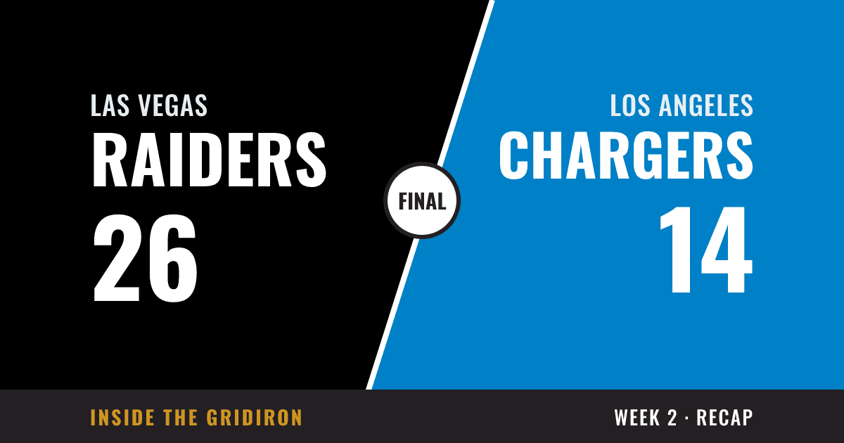 Week 2 final: Las Vegas Raiders 26, Los Angeles Chargers 14