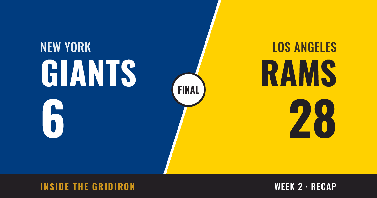 Week 2 final: New York Giants 6, Los Angeles Rams 28