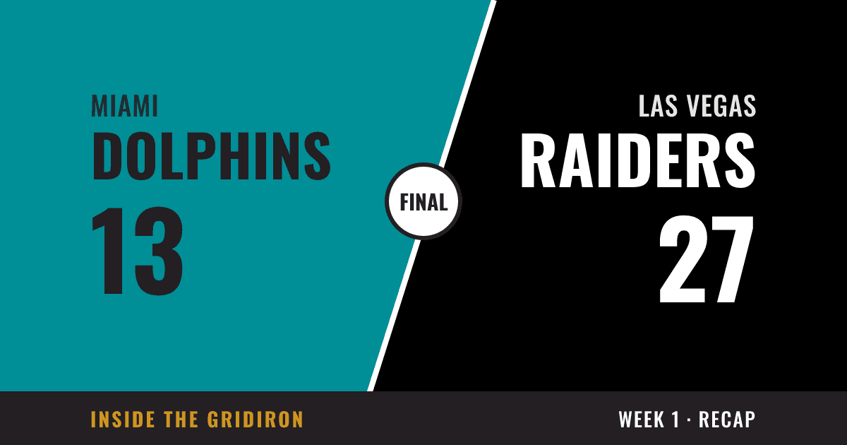 Week 1 final: Miami Dolphins 13, Las Vegas Raiders 27