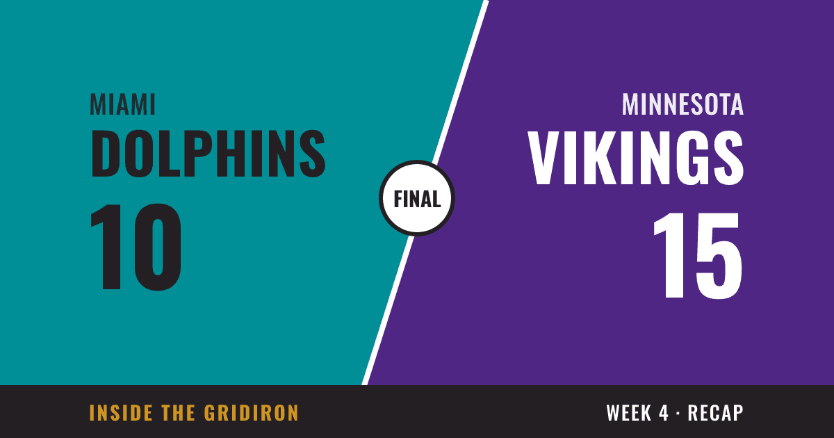 Week 4 final: Miami Dolphins 10, Minnesota Vikings 15