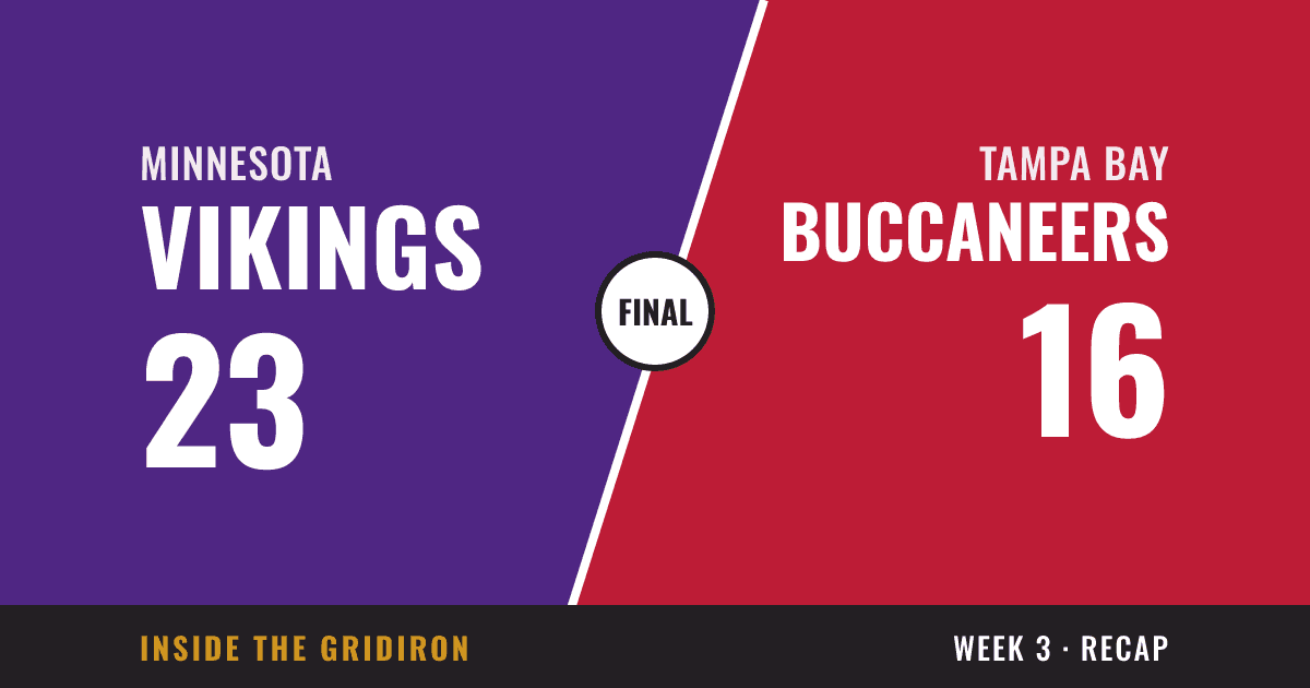 Week 3 final: Minnesota Vikings 23, Tampa Bay Buccaneers 16