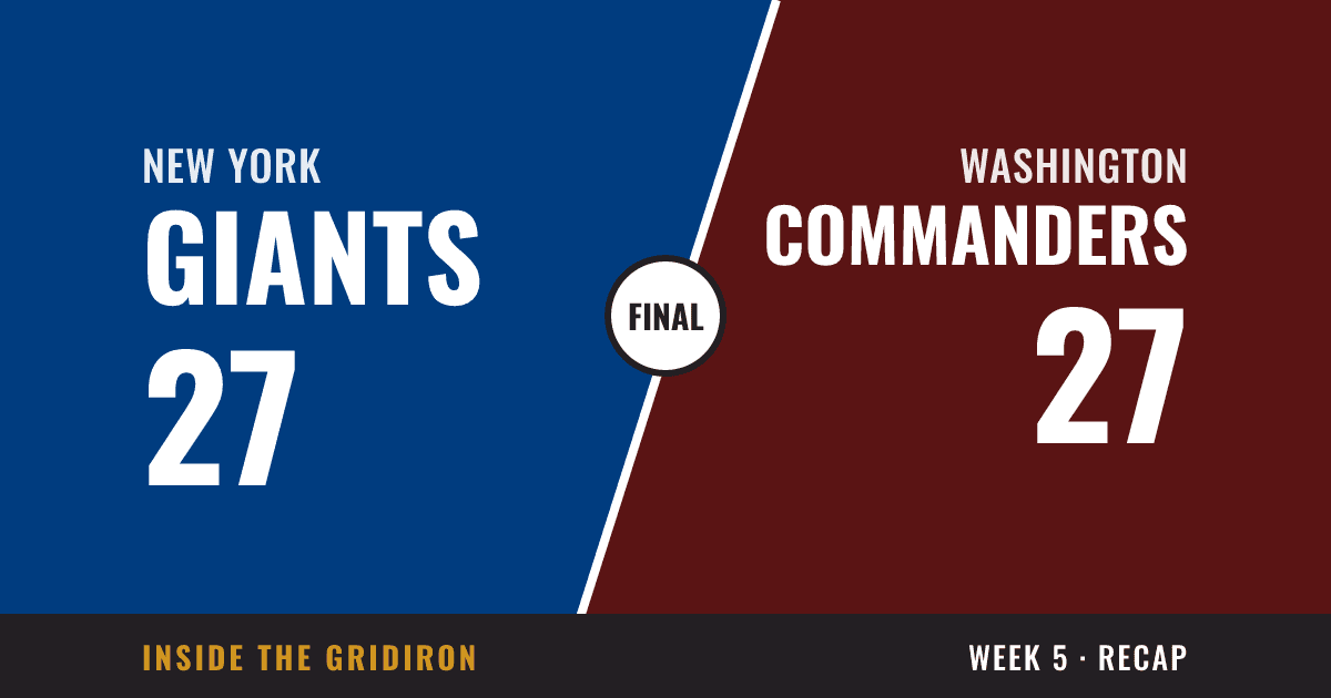Week 5 final: New York Giants 27, Washington Commanders 27