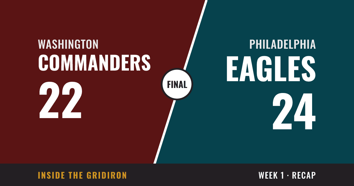 Week 1 final: Washington Commanders 22, Philadelphia Eagles 24