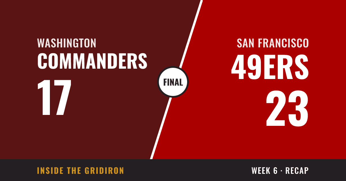 Week 6 final: Washington Commanders 17, San Francisco 49ers 23